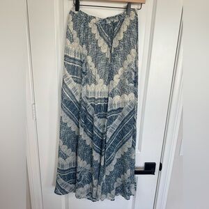Abercrombie & Fitch Blue Boho Print Maxi Skirt Half Lined Flowy Festival Large